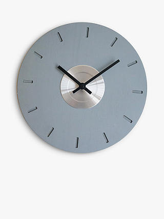 Lascelles Modern Centre Disc Wood Wall Clock, 30cm, Grey