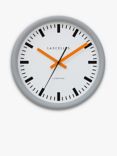 Lascelles Swiss Station Silent Sweep Wall Clock, 30cm, Grey/Orange