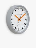 Lascelles Swiss Station Silent Sweep Wall Clock, 30cm, Grey/Orange