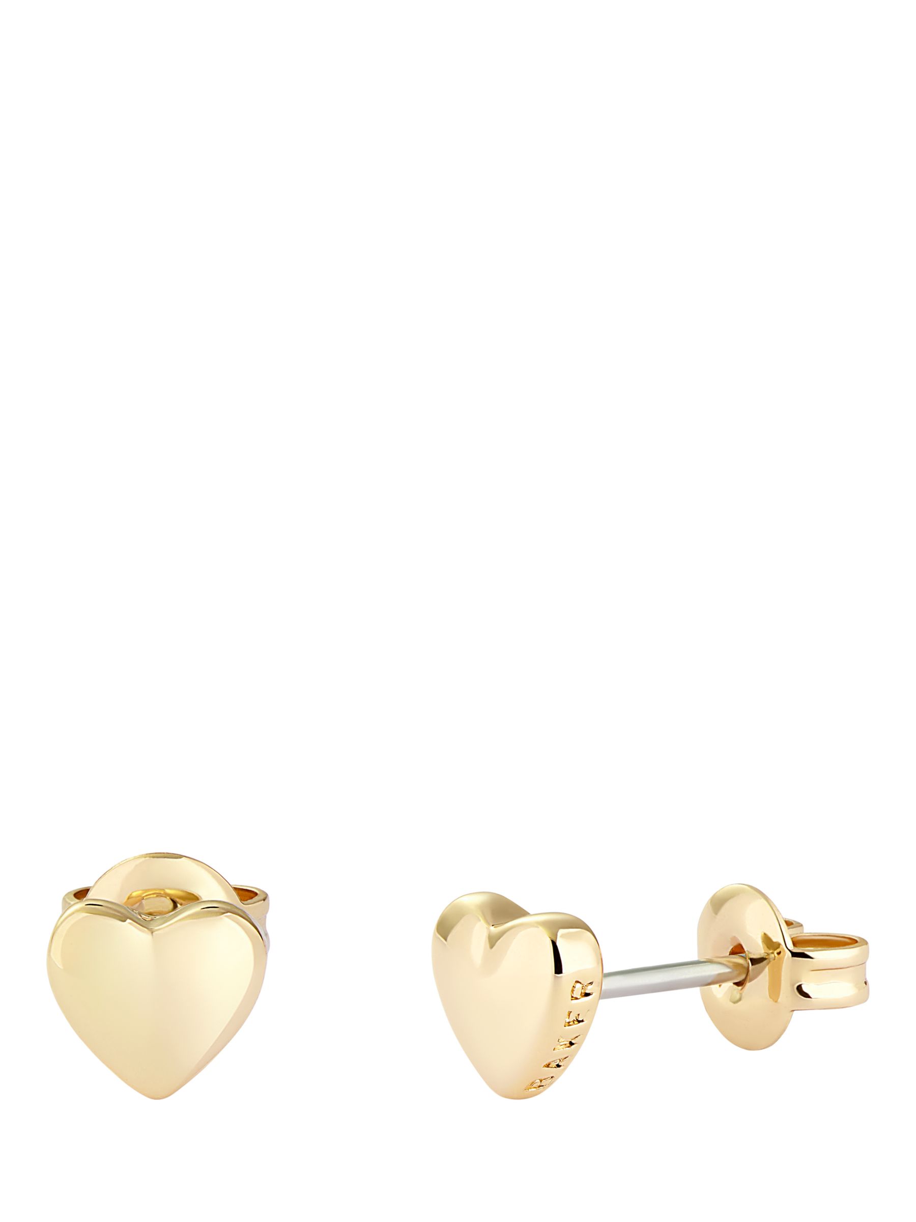 Ted Baker Engraved Heart Stud Earrings, Gold at John Lewis & Partners