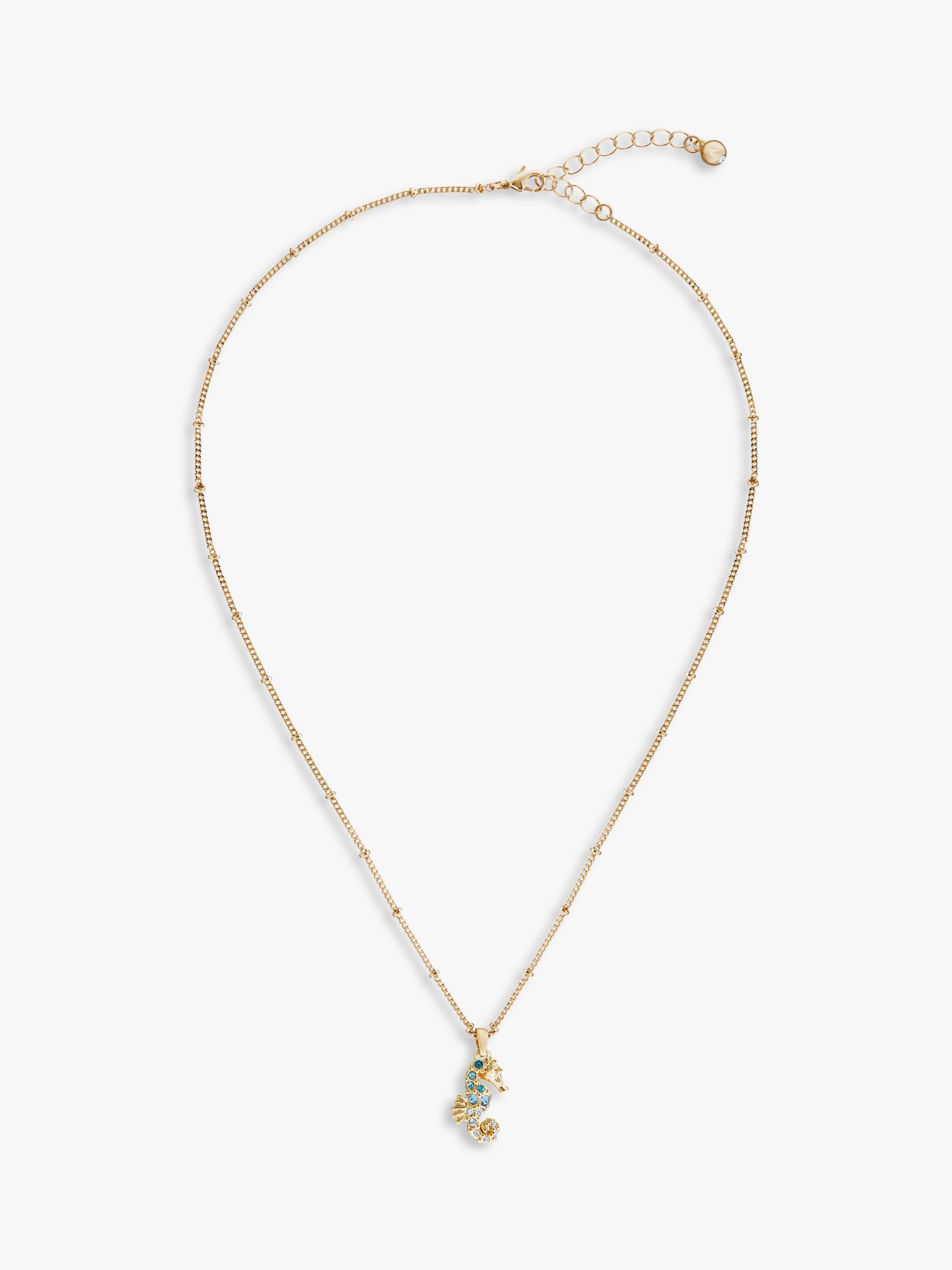 Ted Baker Swarovski Crystal Seahorse Pendant Necklace, Gold/Green
