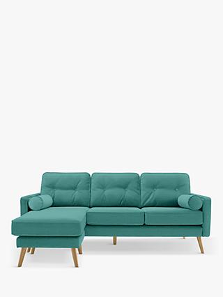 The Sixty Five Range, G Plan Vintage The Sixty Five Large 3 Seater Chaise End Sofa, Fleck Blue
