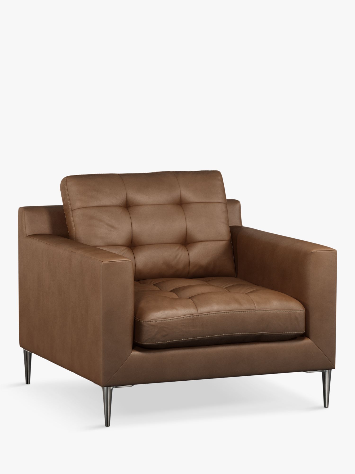 John Lewis Draper Leather Armchair, Metal Leg