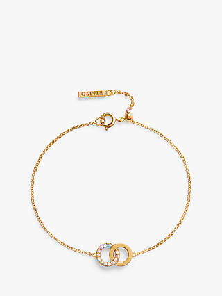 Olivia Burton Crystal Double Circle Chain Bracelet, Gold OBJRBB02