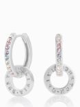 Olivia Burton Crystal Circle Drop Hoop Earrings, Silver OBJRBE01