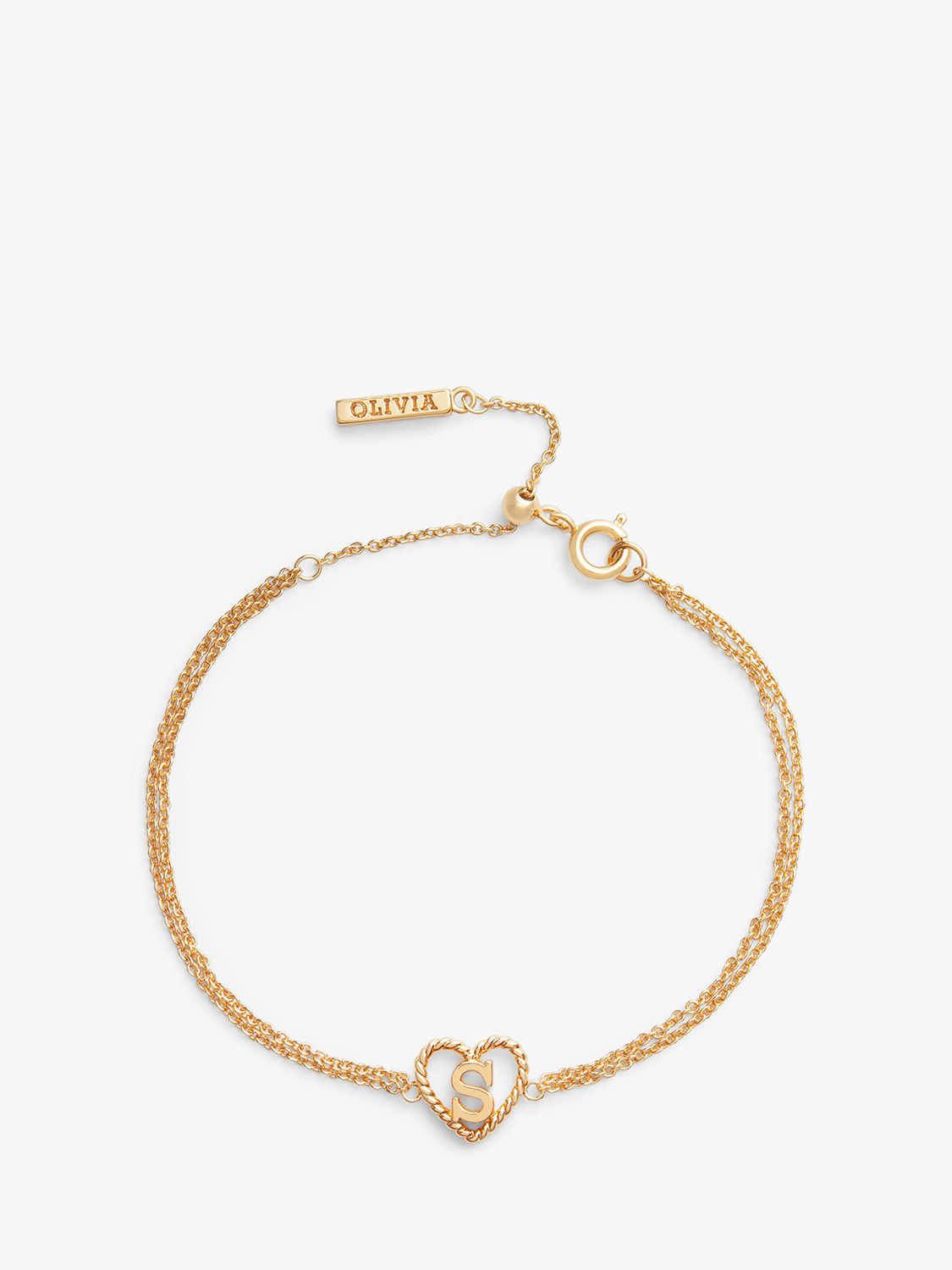Olivia Burton Heart Initial Double Chain Bracelet at John Lewis & Partners