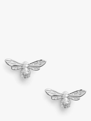 Olivia Burton Textured Bee Stud Earrings, Silver OBJAME22N