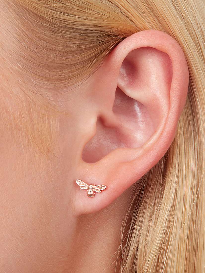 Buy Olivia Burton Textured Bee Stud Earrings, Rose Gold OBJAME24N Online at johnlewis.com