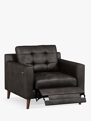 Draper Range, John Lewis Draper Motion Leather Armchair with Footrest Mechanism, Dark Leg, Contempo Dark Chocolate