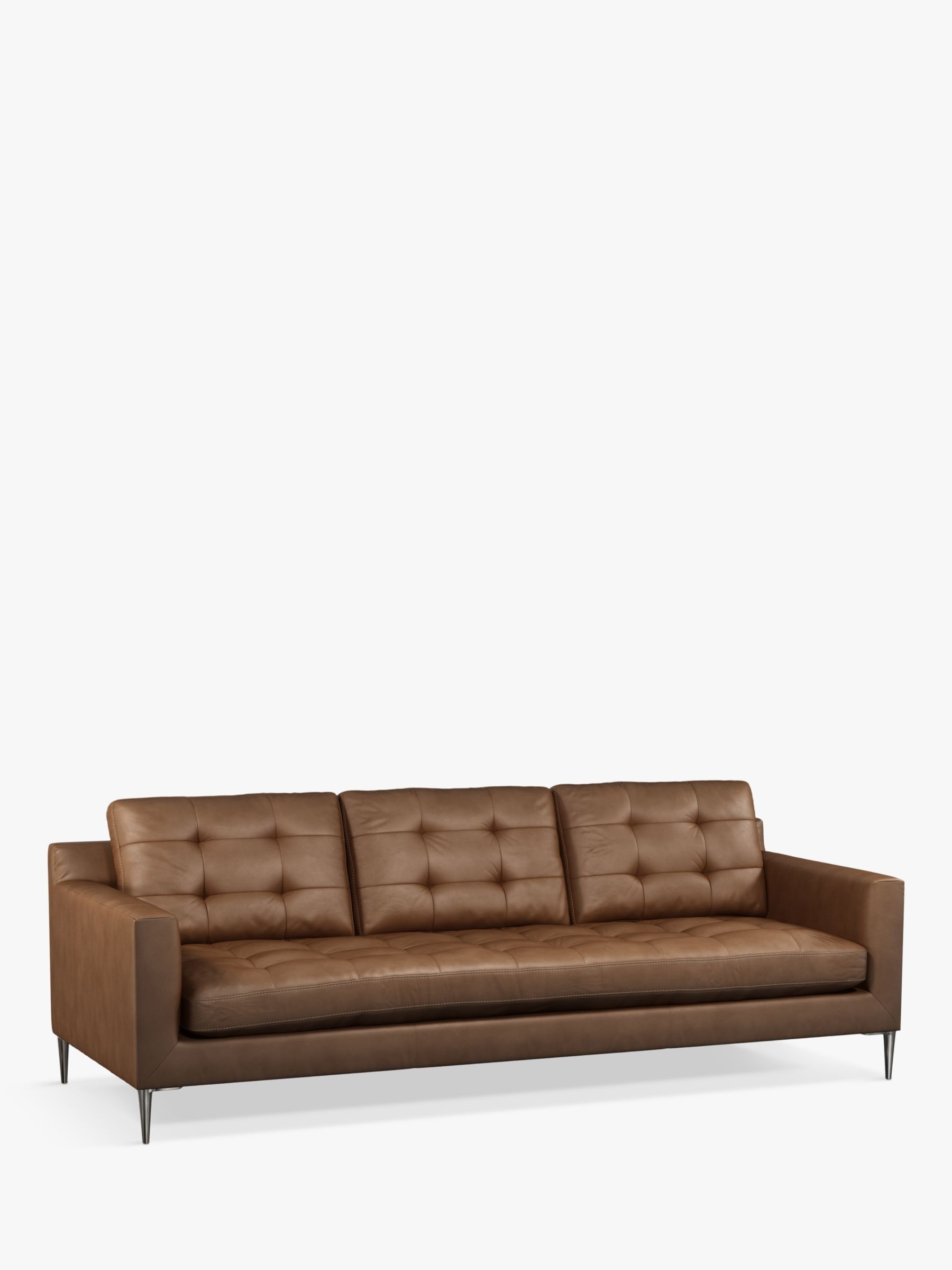 John Lewis Draper Grand 4 Seater Leather Sofa, Metal Leg