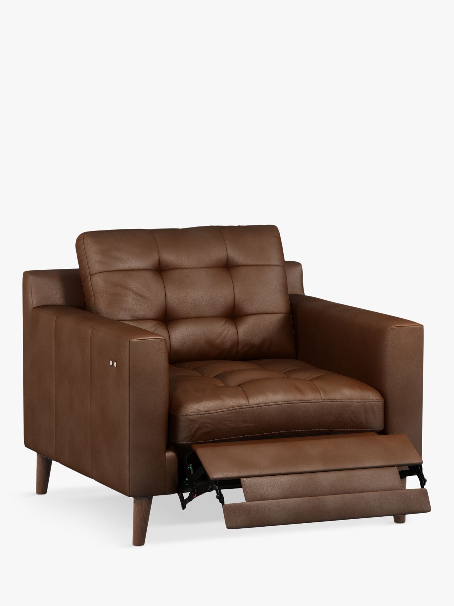 John Lewis Draper Motion Leather Armchair with Footrest Mechanism, Dark Leg