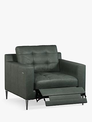 Draper Range, John Lewis Draper Motion Leather Armchair with Footrest Mechanism, Metal Leg, Sellvagio Green