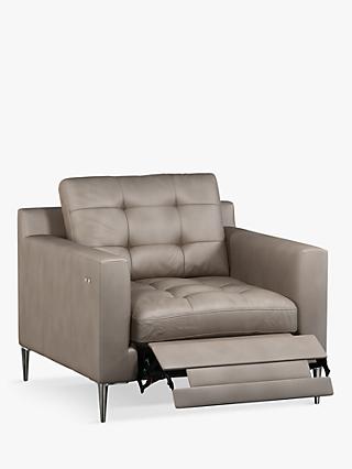 Draper Range, John Lewis Draper Motion Leather Armchair with Footrest Mechanism, Metal Leg, Nature Putty