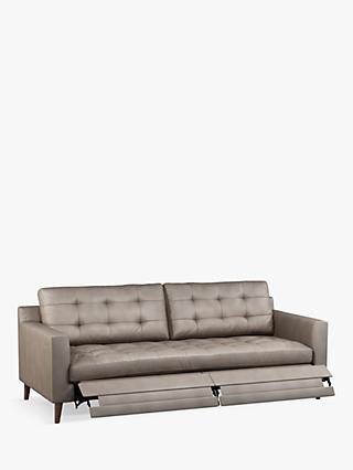 Draper Range, John Lewis Draper Motion Large 3 Seater Leather Sofa with Footrest Mechanism, Dark Leg, Nature Putty