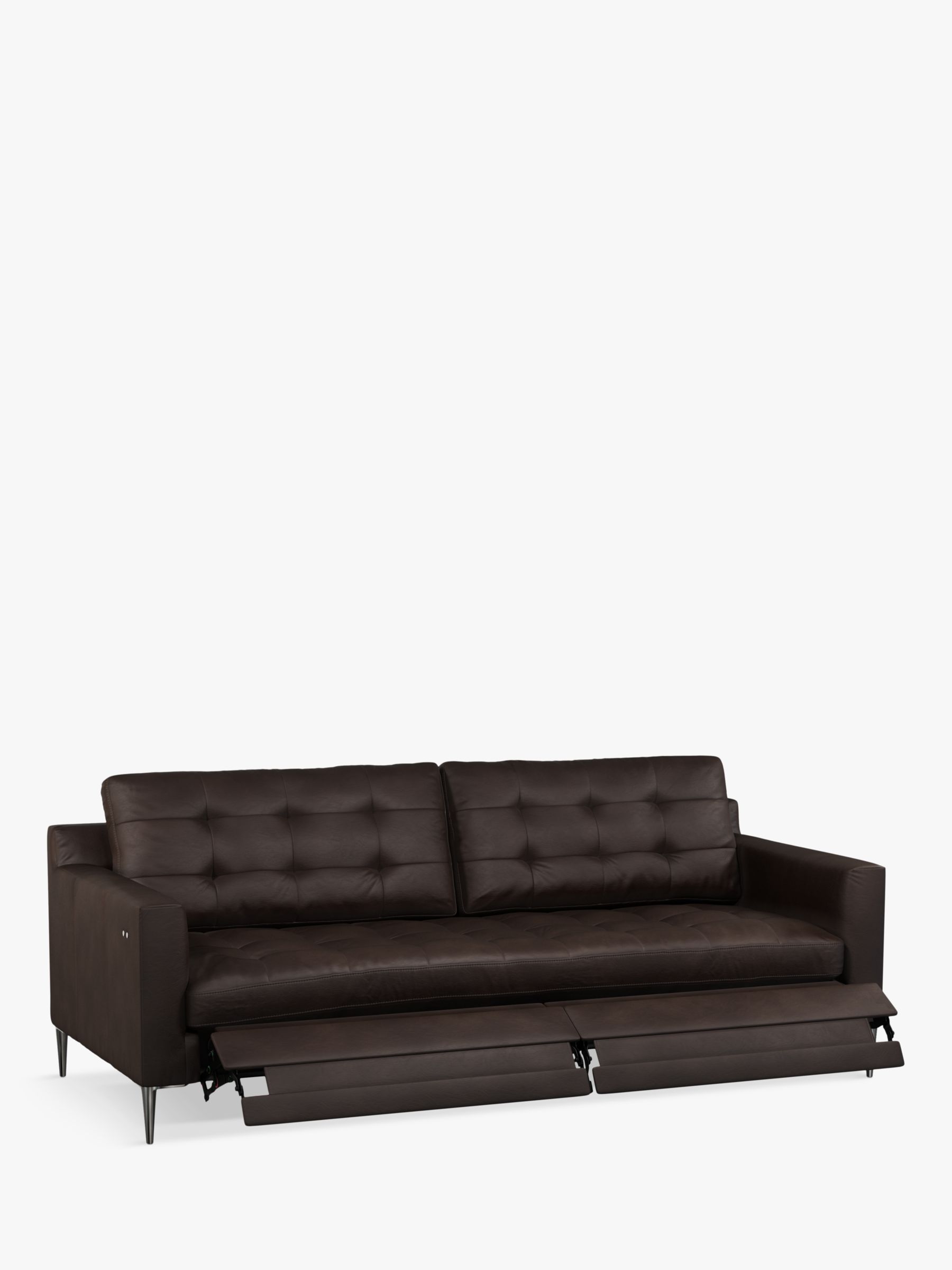 Photo of John lewis draper motion large 3 seater leather sofa with footrest mechanism metal leg