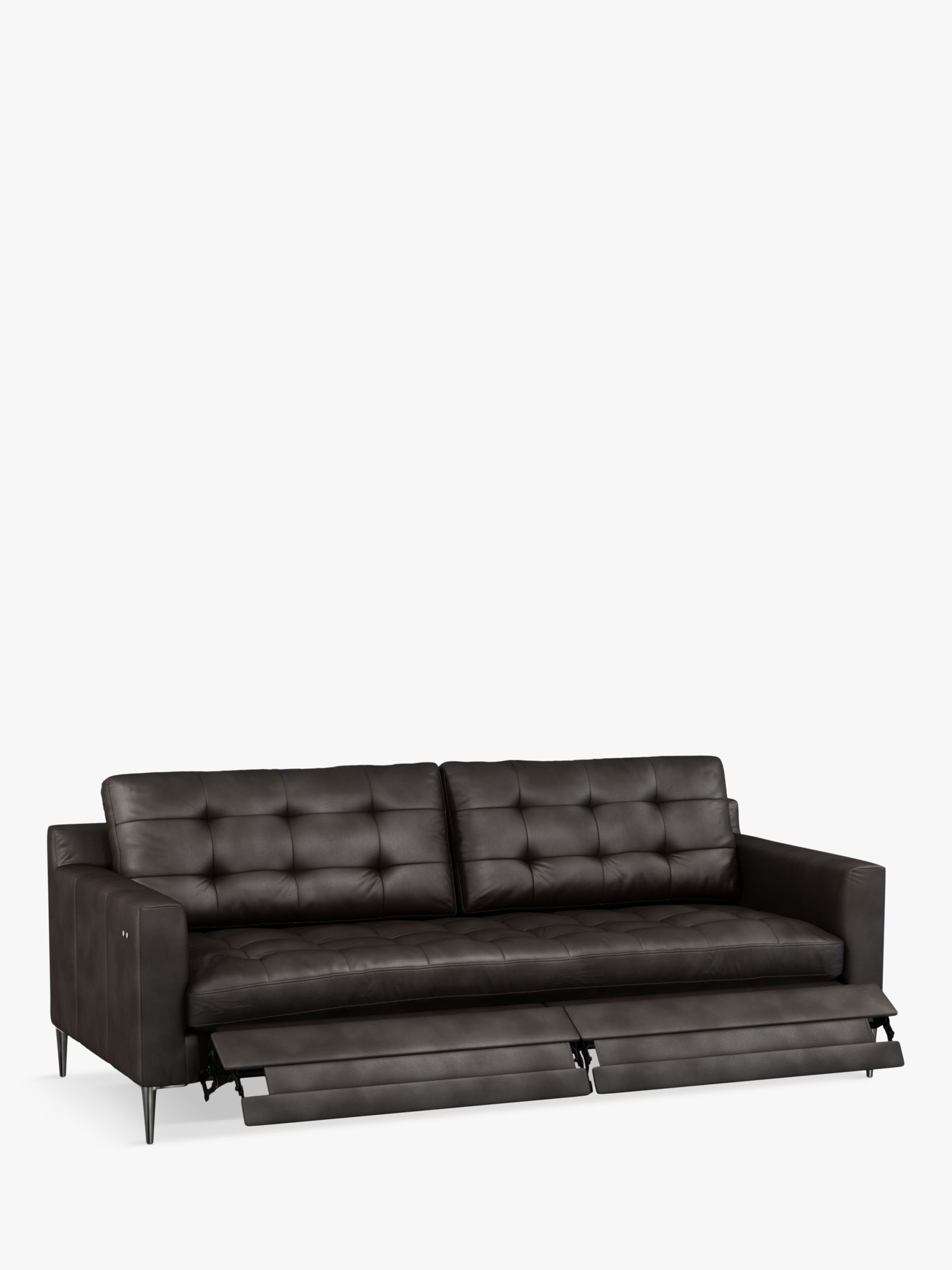 Draper Range, John Lewis Draper Motion Large 3 Seater Leather Sofa with Footrest Mechanism, Metal Leg, Contempo Dark Chocolate