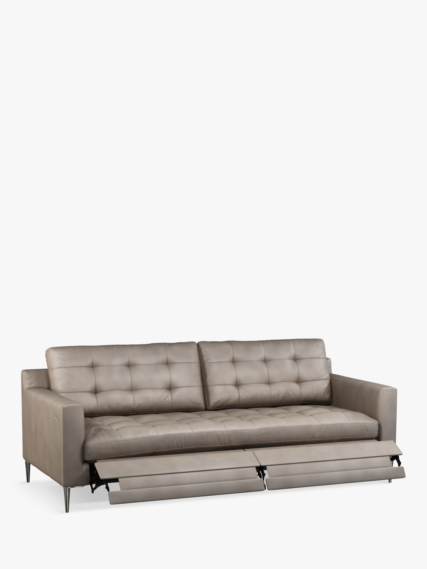 Draper Range, John Lewis Draper Motion Large 3 Seater Leather Sofa with Footrest Mechanism, Metal Leg, Nature Putty