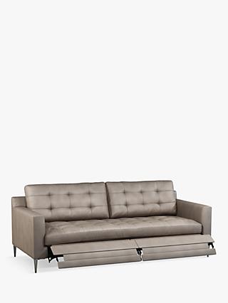 John Lewis Draper Motion Large 3 Seater Leather Sofa with Footrest Mechanism, Metal Leg