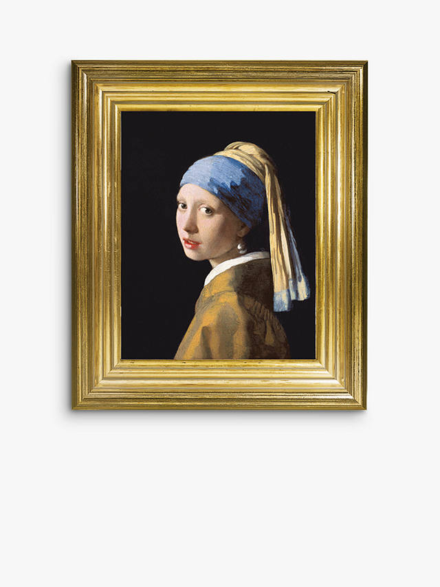 Johannes Vermeer - 'Girl with a Pearl Earring' Framed Canvas, 35 x 30cm, Blue/Multi
