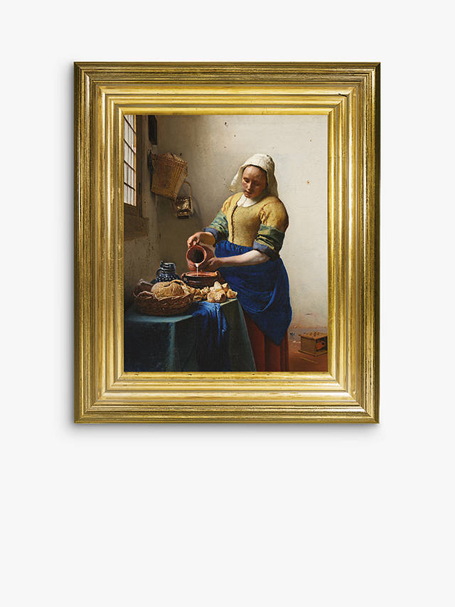 Johannes Vermeer - 'The Milkmaid' Framed Canvas, 35 x 30cm, Yellow/Multi