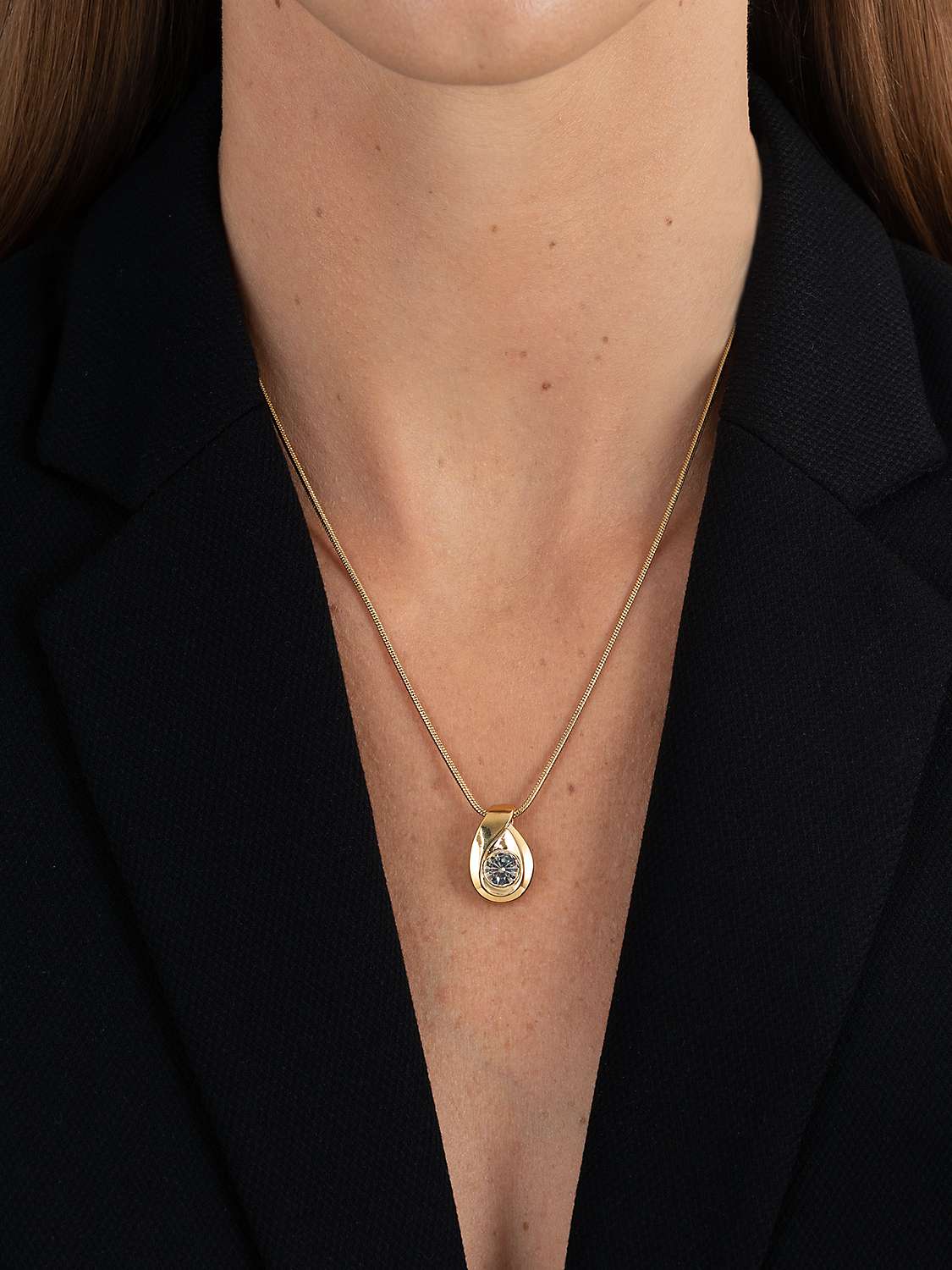 Buy Eclectica Vintage Gold Plated Swarovski Crystal Teardrop Pendant Necklace, Gold Online at johnlewis.com