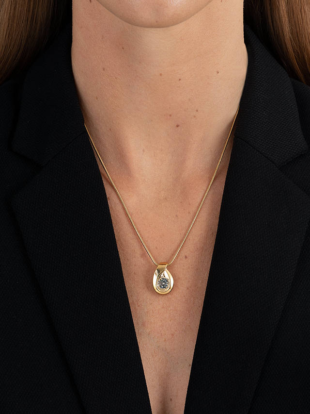 Eclectica Vintage Gold Plated Swarovski Crystal Teardrop Pendant Necklace, Gold