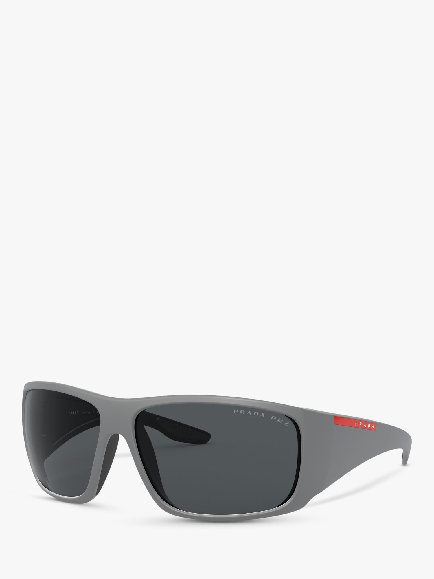 Prada Linea Rossa PS 04VS Men's Rectangular Sunglasses, Matte Light Grey/Grey at John Lewis 