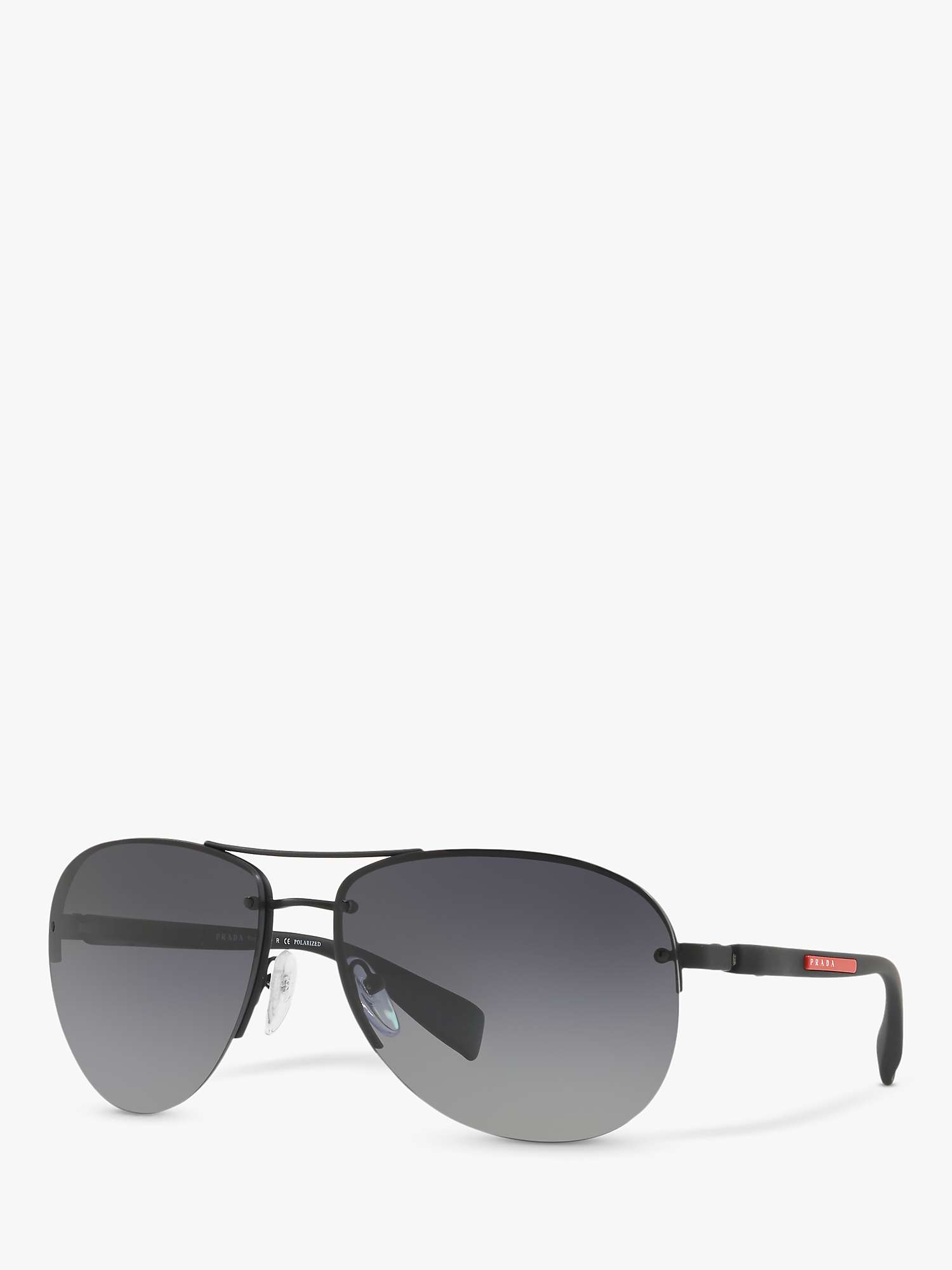 Buy Prada 56MS Men's Aviator Sunglasses, Black Rubber Online at johnlewis.com