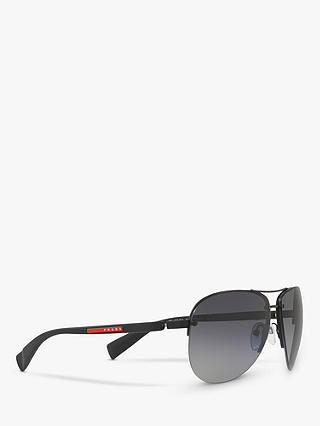 Prada 56MS Men's Aviator Sunglasses, Black Rubber