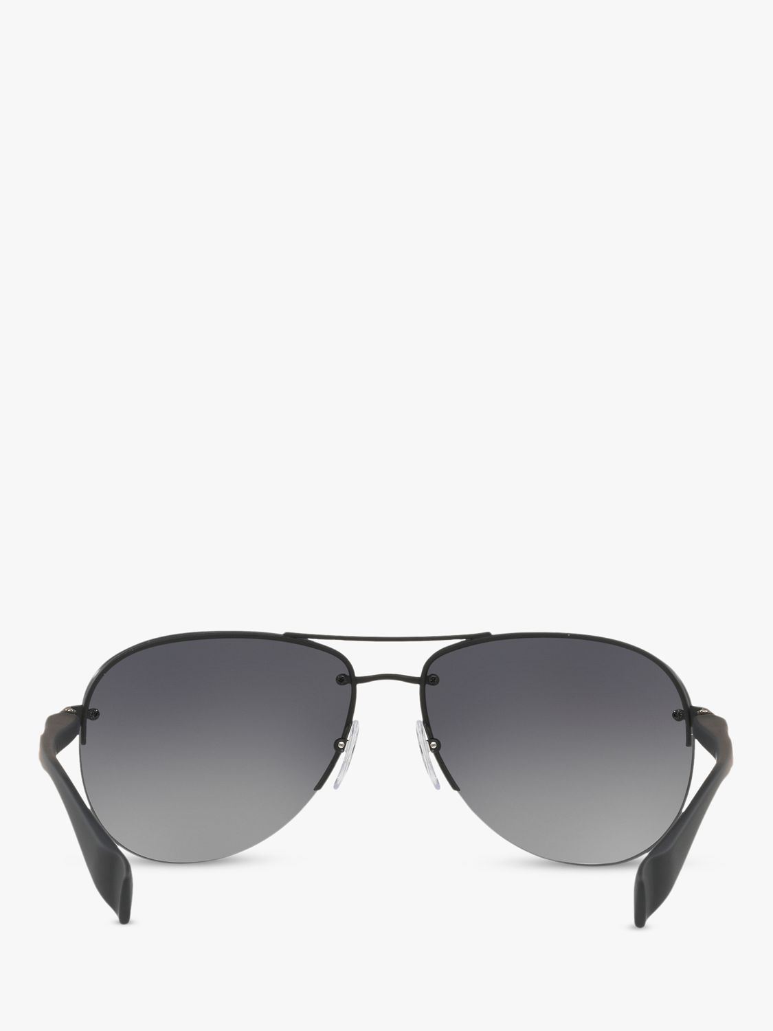 Buy Prada 56MS Men's Aviator Sunglasses, Black Rubber Online at johnlewis.com
