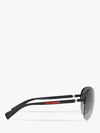 Prada 56MS Men's Aviator Sunglasses, Black Rubber