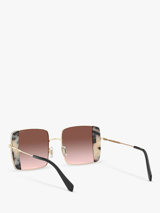 Miu Miu MU 56VS Women's Square Sunglasses, Gold/Pink Gradient