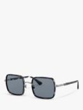 Persol PO2475S Unisex Square Sunglasses, Striped Blue/Grey