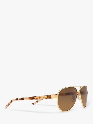 Ralph Lauren RA4004 Women's Aviator Sunglasses, Gold/Brown