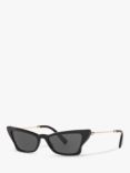 Valentino VA4062 Women's Irregular Cat's Eye Sunglasses, Black/Grey