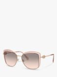 BVLGARI BV6128B Women's Square Sunglasses, Pink Gold/Clear Pink