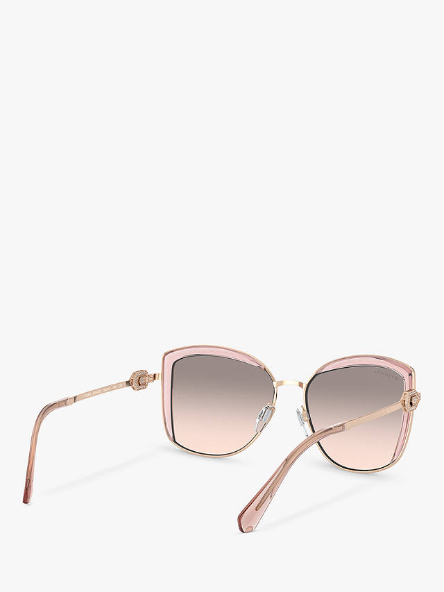BVLGARI BV6128B Women's Square Sunglasses, Pink Gold/Clear Pink