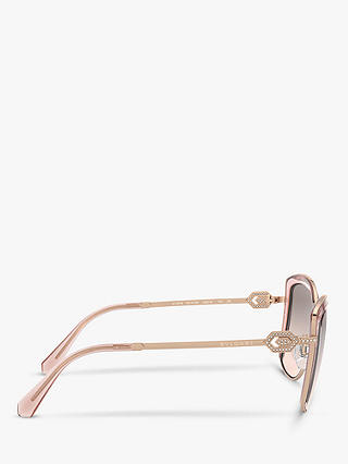 BVLGARI BV6128B Women's Square Sunglasses, Pink Gold/Clear Pink