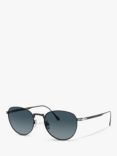 Persol PO5002ST Men's Oval Sunglasses, Black/Blue Gradient