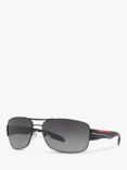 Prada PS 53NS Men's Rectangular Sunglasses, Black Rubber