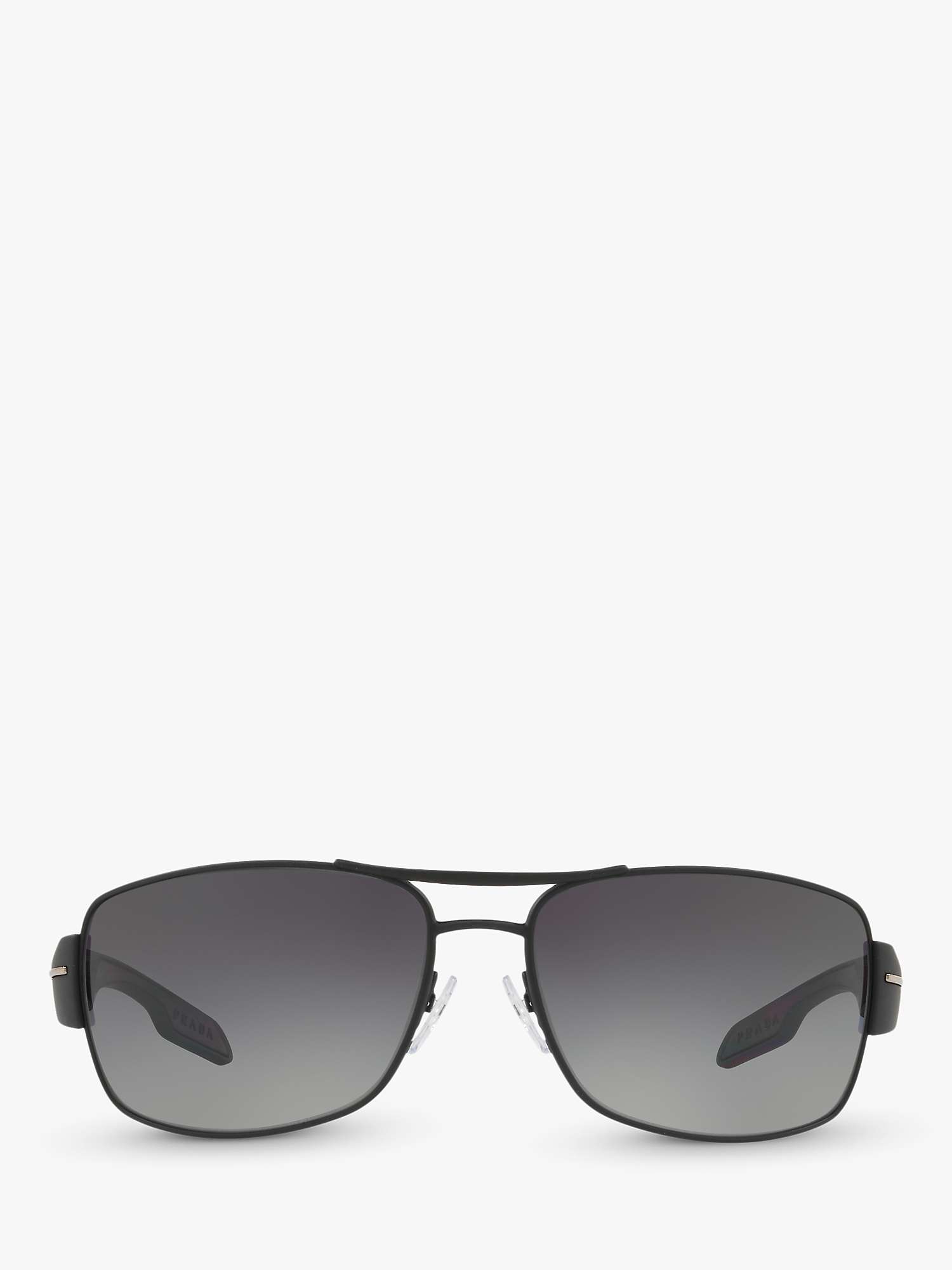 Prada PS 53NS Men's Rectangular Sunglasses, Black Rubber at John Lewis ...