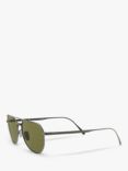 Persol PO5003ST Unisex Oval Sunglasses, Silver/Green