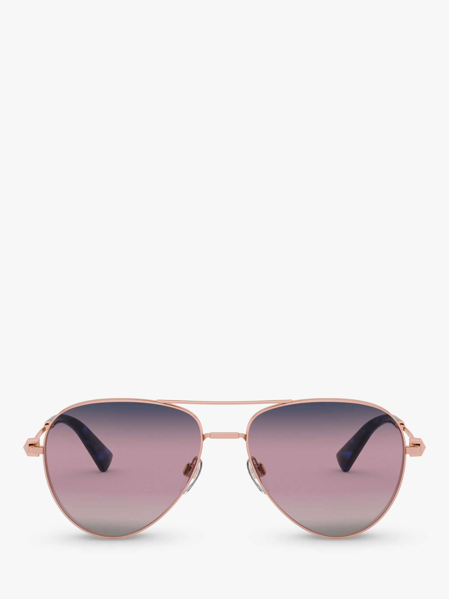 Valentino VA2034 Women's Aviator Sunglasses, Rose Gold/Pink Gradient at ...