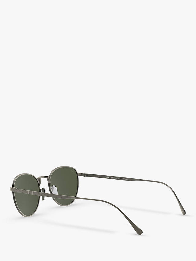 Persol PO5002ST Men's Oval Sunglasses, Silver/Green