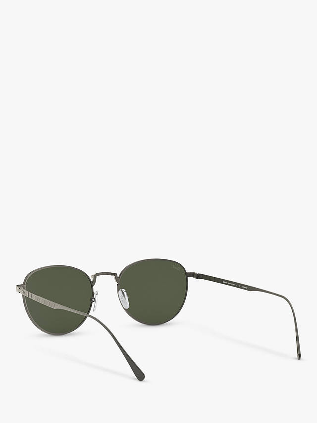 Persol PO5002ST Men's Oval Sunglasses, Silver/Green
