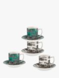 Spode Zoological Gardens Espresso Cup & Saucer, Set of 4, 80ml, Monochrome/Turquoise