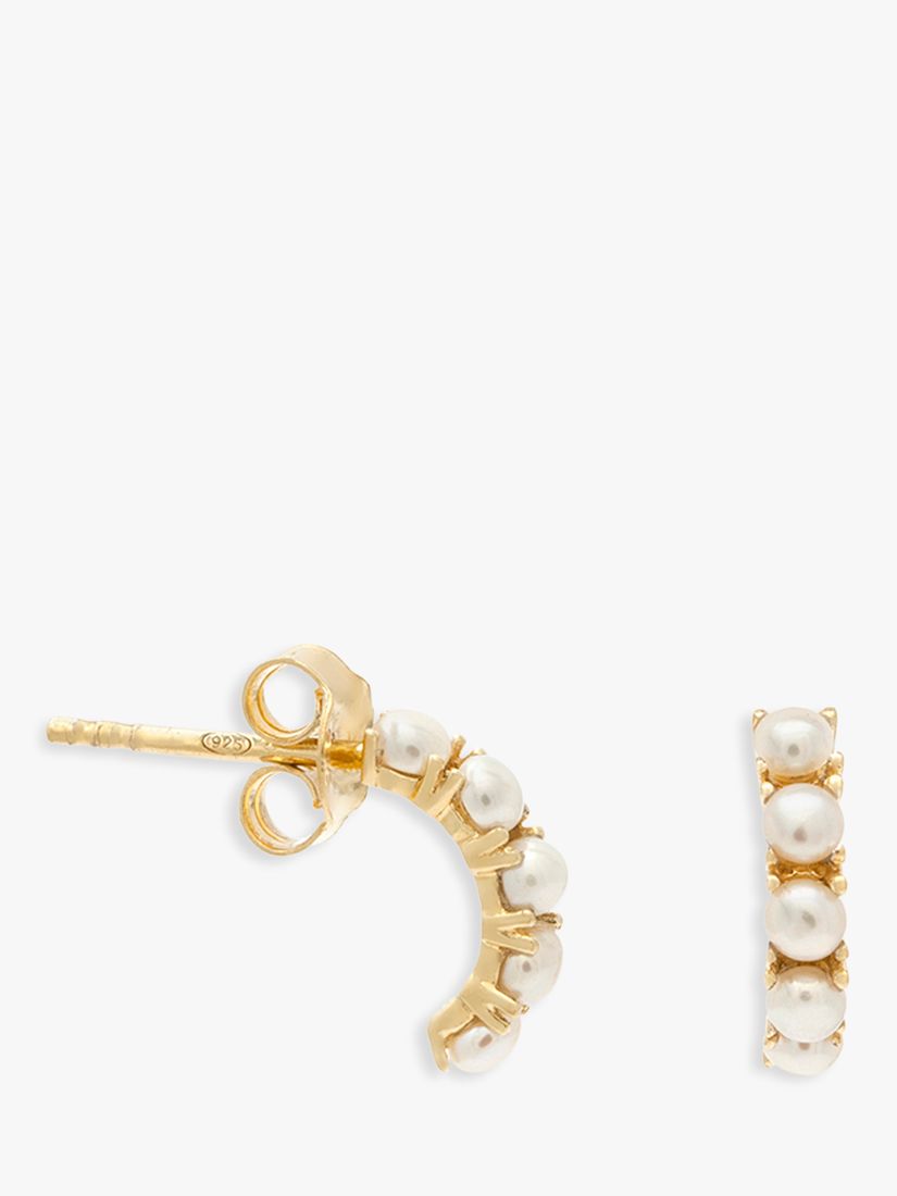 Leah Alexandra Kusshi Freshwater Pearl Hoop Earrings, Gold/White at ...