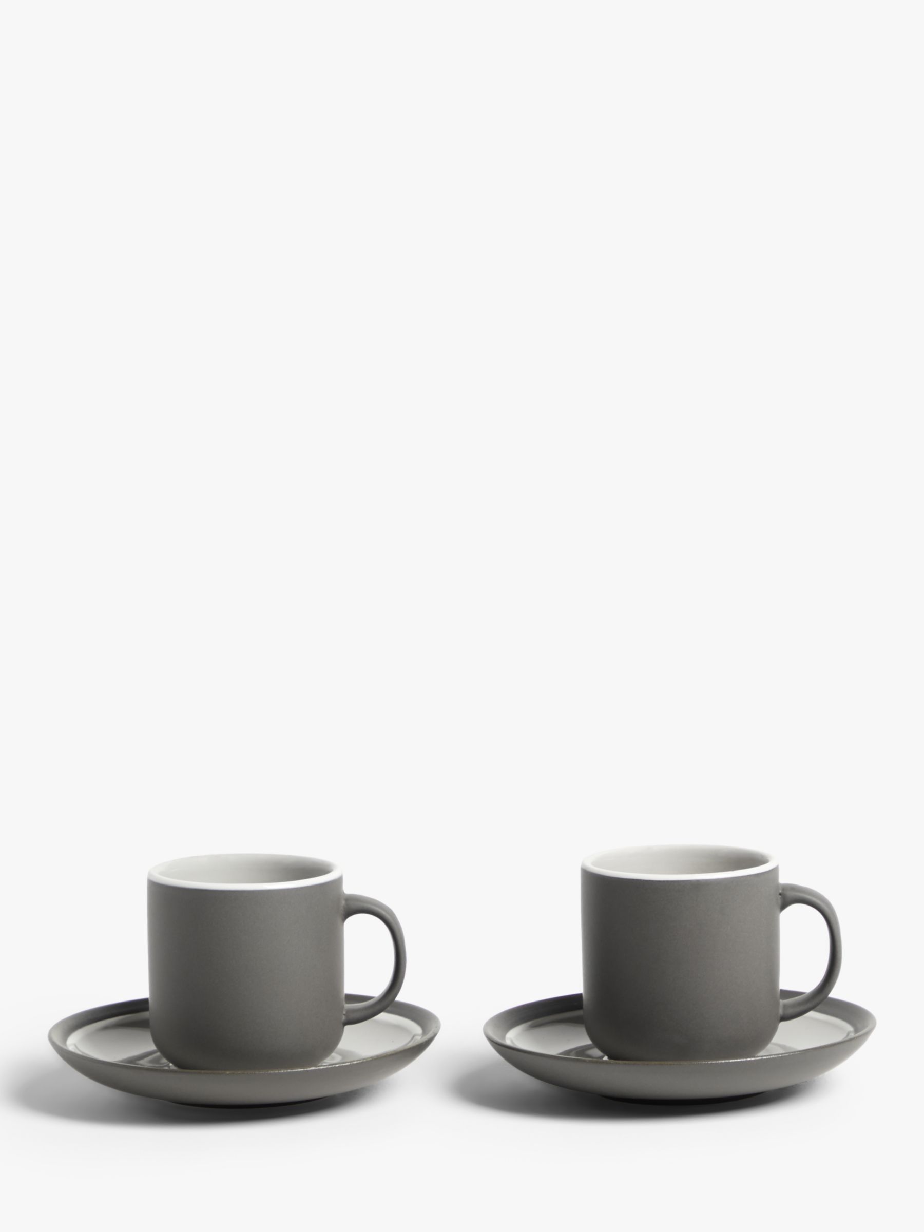 John Lewis & Partners Puritan Espresso Cup & Saucer, Set of 2, 90ml, Dark Grey
