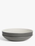 John Lewis Puritan Stoneware Pasta Bowls, Set of 4, 25.3cm, Dark Grey