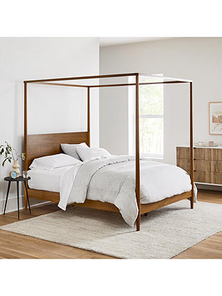 West Elm Mid Century Canopy Bed Frame, King Size Canopy Bed With Storage